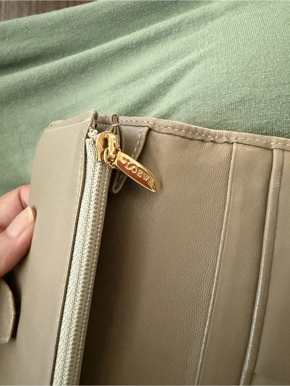 Loewe Taupe Olive Tan Nappa Leather Long Continental Wallet